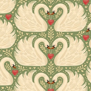 My Swan and only Valentine -vintage green