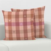 Sweet gingham with hearts in earthy hues