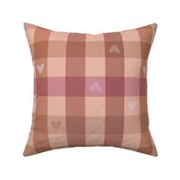 Sweet gingham with hearts in earthy hues