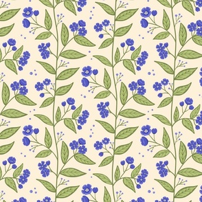 Cream And Blue Bugloss Floral Pattern Medium