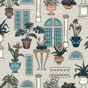 The Victorian Greenhouse / Vintage Floral Design / Medium Scale