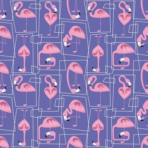 Palm Springs Flamingos on very peri background | Small scale