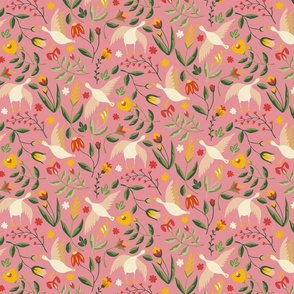 Mother goose pattern on pink background (small)