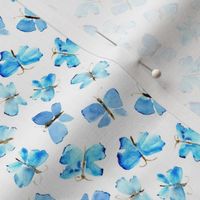 Small scale dainty sky blue butterflies - watercolor butterfly pattern - elegant insects for modern home decor_ bedding_ nursery a673-1