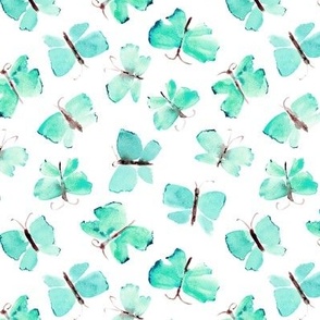 Emerald dainty butterflies - watercolor butterfly pattern - elegant insects for modern home decor_ bedding_ nursery a673-7