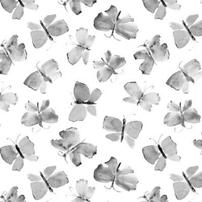 Noir dainty butterflies - grey watercolor butterfly pattern - elegant insects for modern home decor_ bedding_ nursery a673-9
