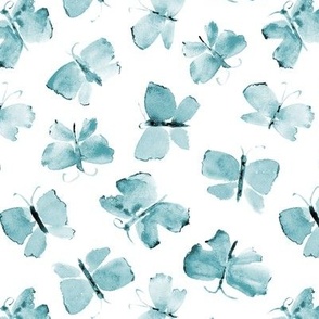 Teal dainty butterflies - watercolor butterfly pattern - elegant insects for modern home decor_ bedding_ nursery a673-10