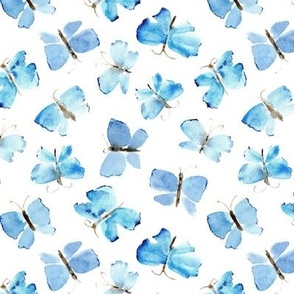 Baby blue dainty butterflies - watercolor butterfly pattern - elegant insects for modern home decor_ bedding_ nursery a673-15