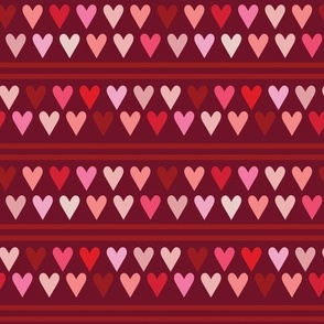 Hearts and stripes - deep red