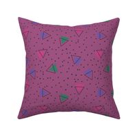 Purple, green and pink triangles and black dots - Medium scale