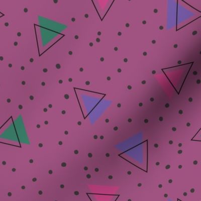 Purple, green and pink triangles and black dots - Medium scale