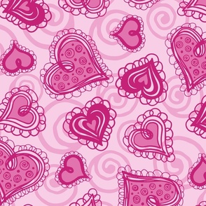 Hearts and Swirls - Pink