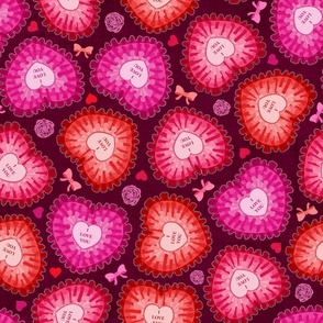 Kitsch Ruffle Hearts // Raspberry