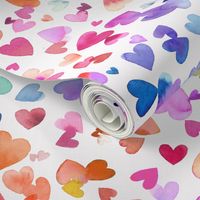 Love Hearts watercolor - Valentine's day -  Pride rainbow - Multicolor White Medium