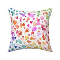 Love Hearts watercolor - Valentine's day -  Pride rainbow - Multicolor White Medium