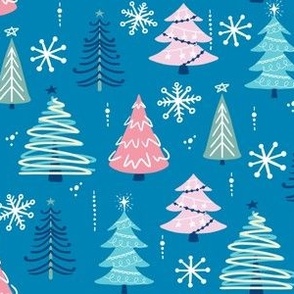 Pastel Christmas Trees - Blues