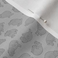 Scattered Hippo Outlines - gray - small