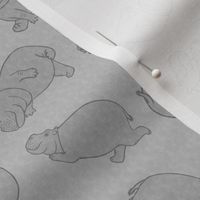 Scattered Hippo Outlines - gray - medium