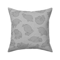 Scattered Hippo Outlines - gray - large