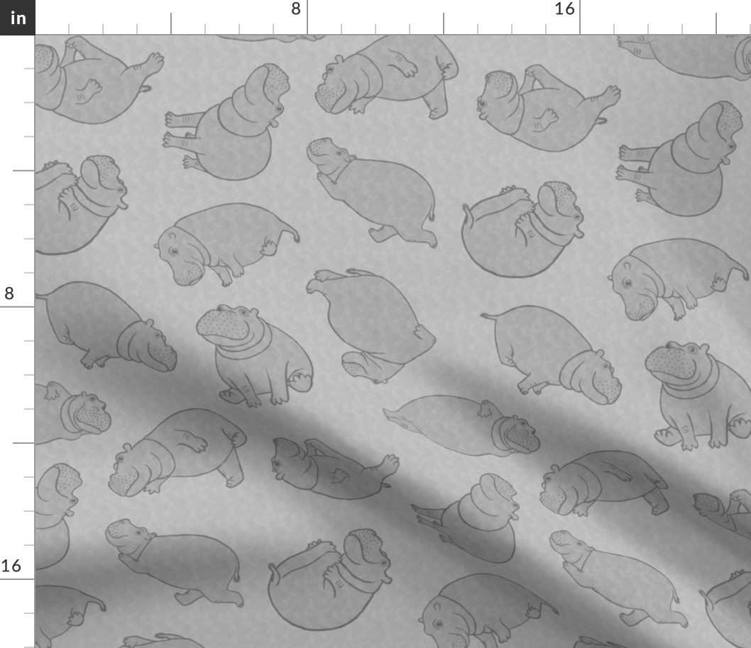 Scattered Hippo Outlines - gray - large