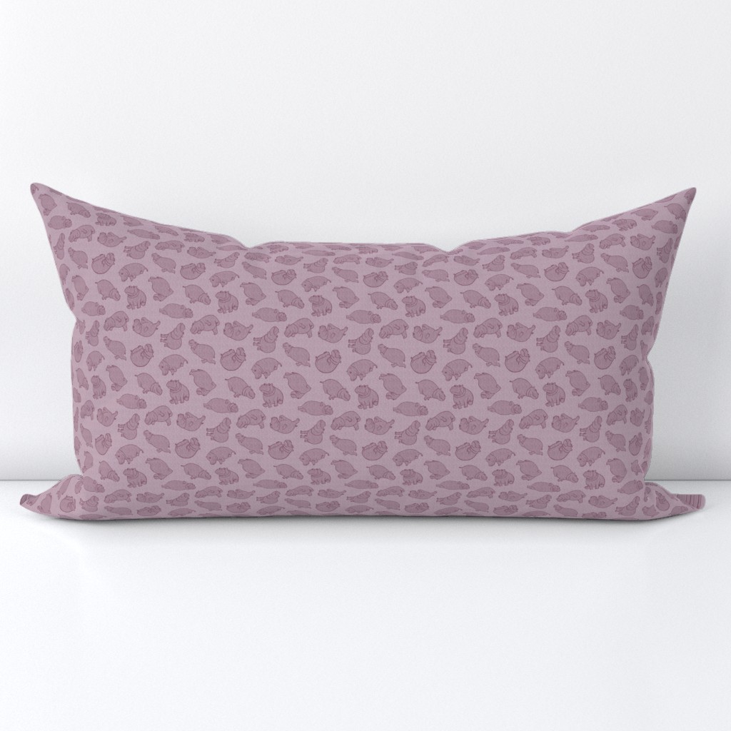 Scattered Hippo Outlines - hippo pink - small