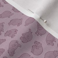 Scattered Hippo Outlines - hippo pink - small