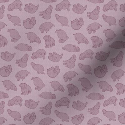 Scattered Hippo Outlines - hippo pink - small