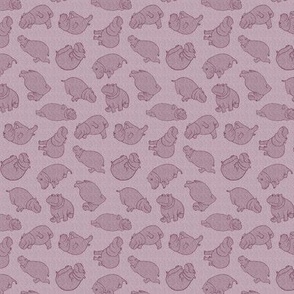 Scattered Hippo Outlines - hippo pink - small