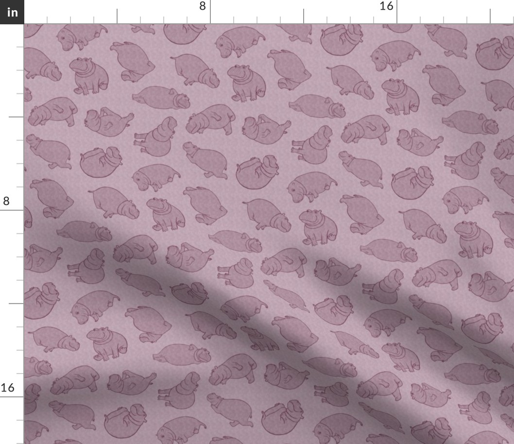 Scattered Hippo Outlines - hippo pink - medium 