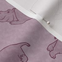 Scattered Hippo Outlines - hippo pink - large