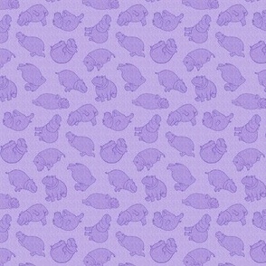 Scattered Hippo Outlines - purple - small