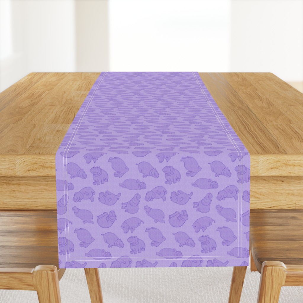 Scattered Hippo Outlines - purple - medium