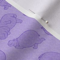 Scattered Hippo Outlines - purple - medium