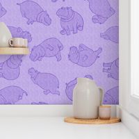 Scattered Hippo Outlines - purple - large