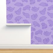 Scattered Hippo Outlines - purple - large