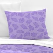Scattered Hippo Outlines - purple - large