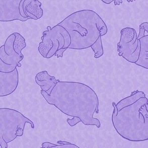 Scattered Hippo Outlines - purple - large