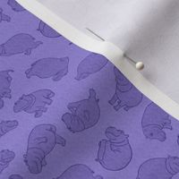 Scattered Hippo Outlines - violet - small