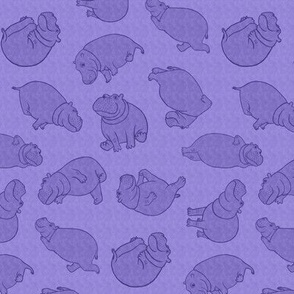 Scattered Hippo Outlines - violet - medium