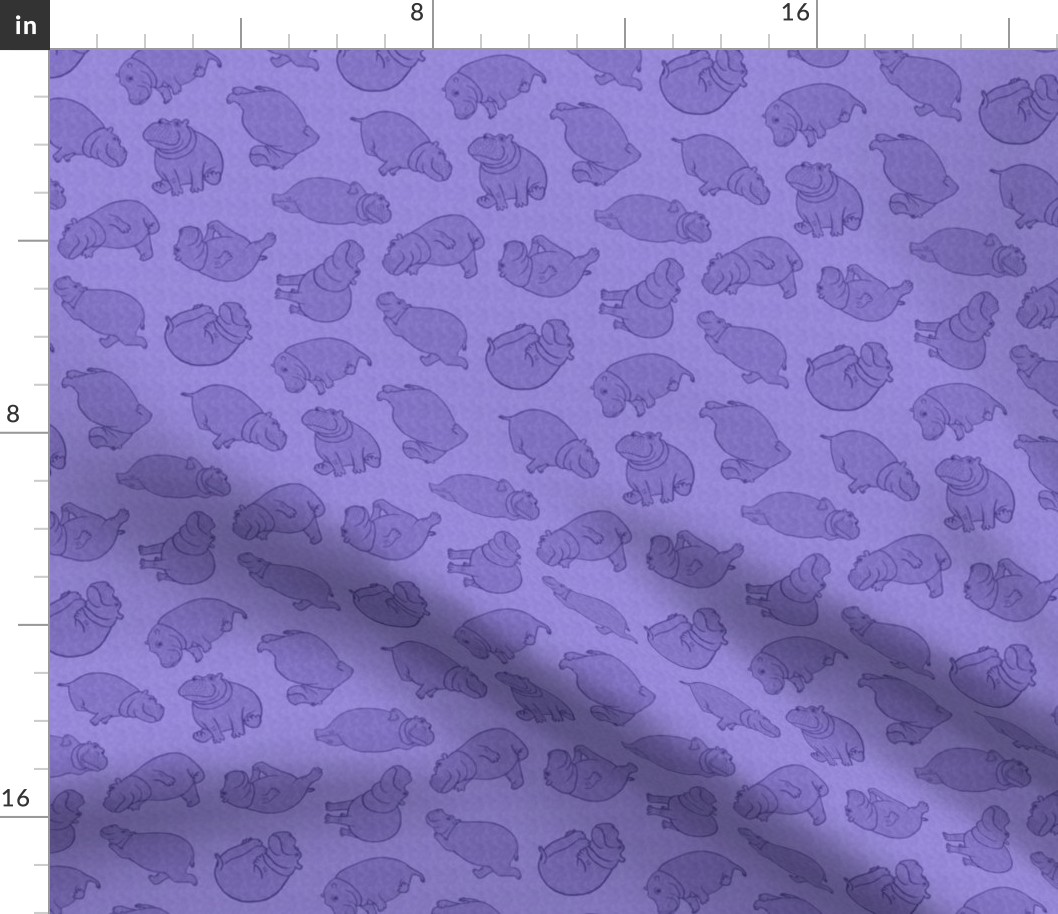 Scattered Hippo Outlines - violet - medium