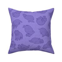 Scattered Hippo Outlines - violet - large