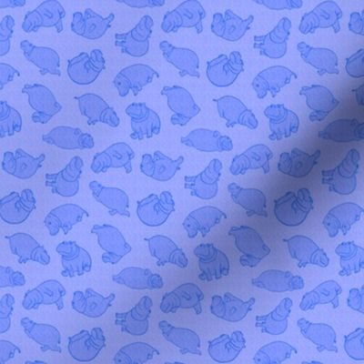 Scattered Hippo Outlines - light blue - small