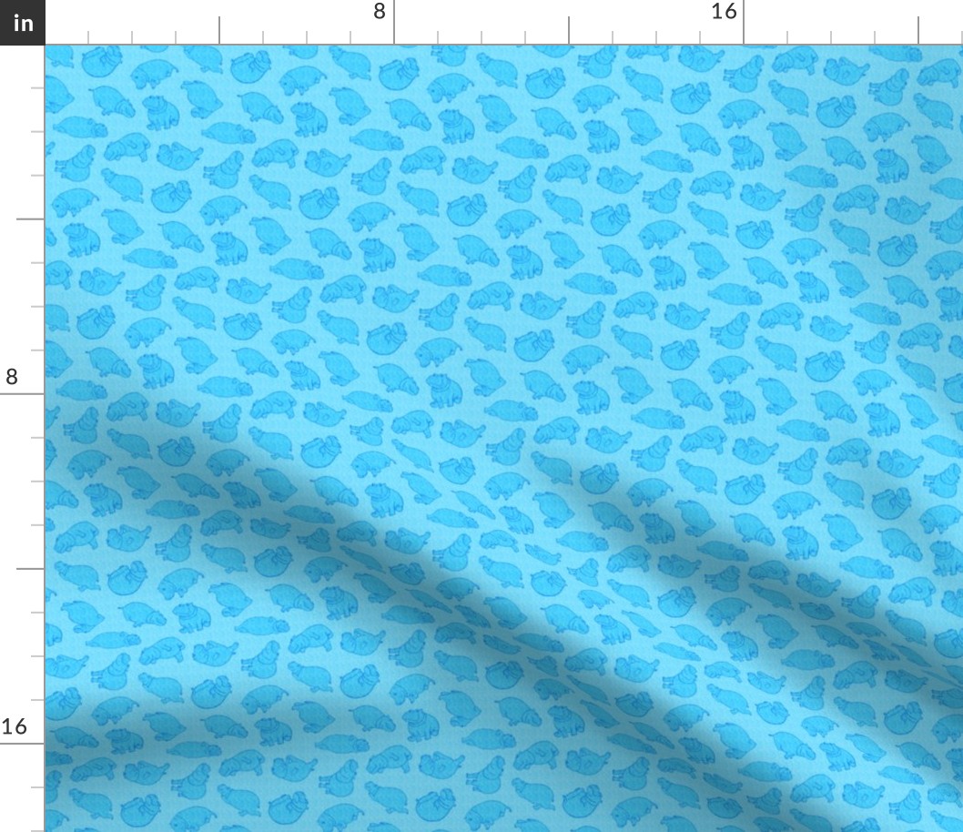 Scattered Hippo Outlines - turquoise - small