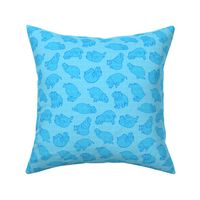 Scattered Hippo Outlines - turquoise - medium