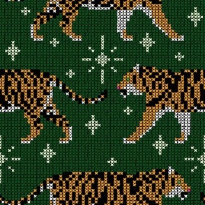 Cross-Stitched Tigers (Green and Marigold)