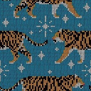 Cross-Stitched Tigers (Lagoon and Marigold)