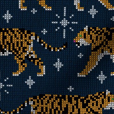 Cross-Stitched Tigers (Navy and Marigold)