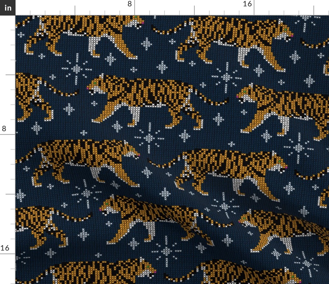 Cross-Stitched Tigers (Navy and Marigold)