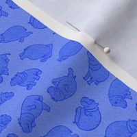 Scattered Hippo Outlines - dark blue - small