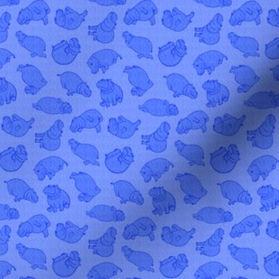 Scattered Hippo Outlines - dark blue - small